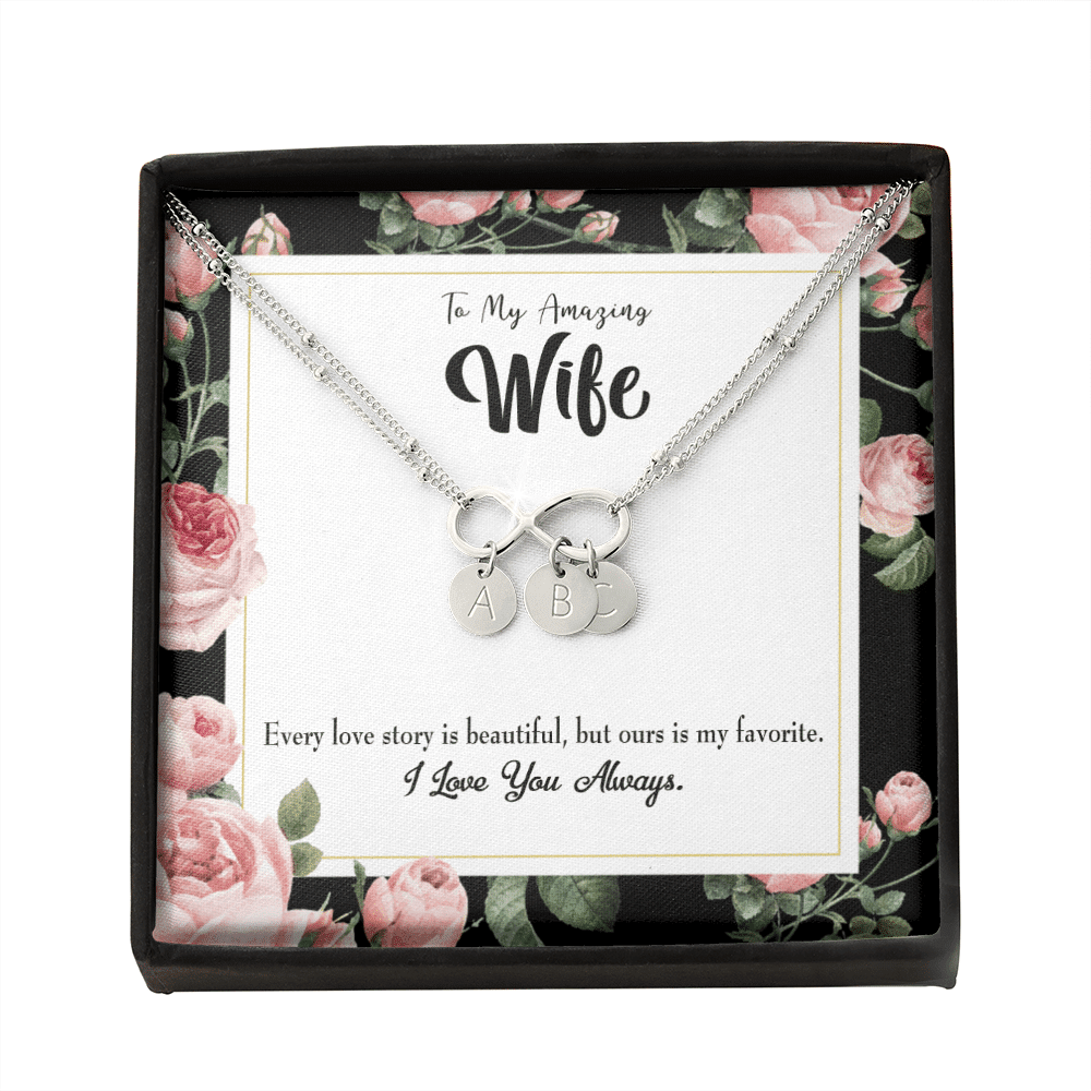 To My Wife Our Story Infinity Bracelet With Initial Charms - Infinity Bracelet