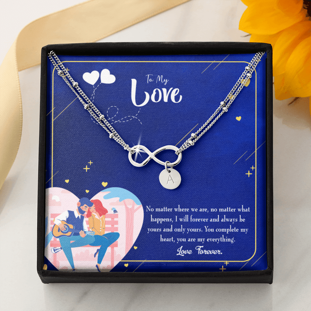 Wife You Complete Me Infinity Bracelet With Initial Charms - Infinity Bracelet