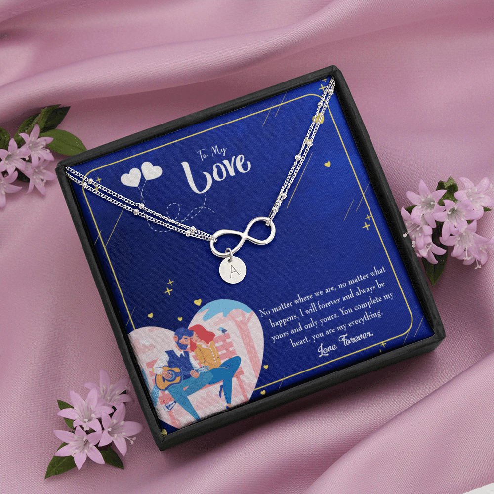 Wife You Complete Me Infinity Bracelet With Initial Charms - Infinity Bracelet