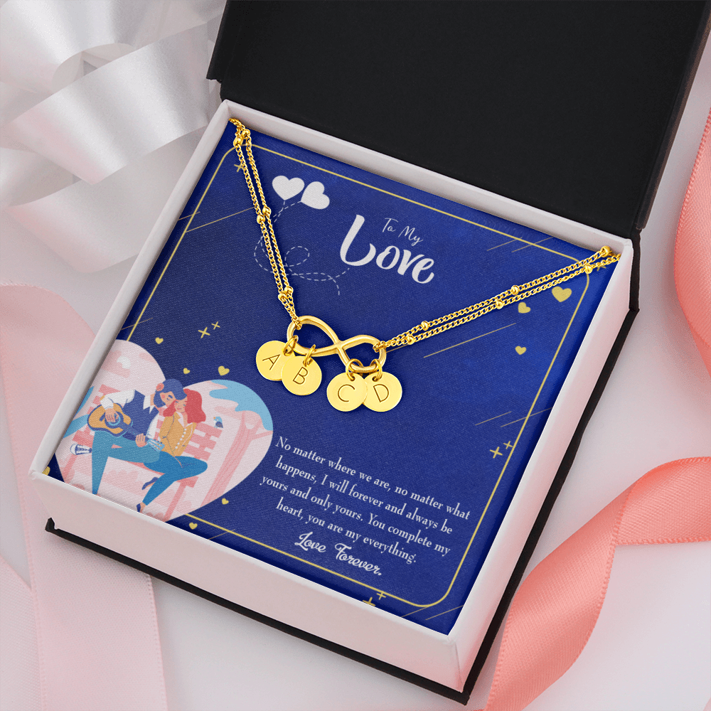 Wife You Complete Me Infinity Bracelet With Initial Charms - Infinity Bracelet