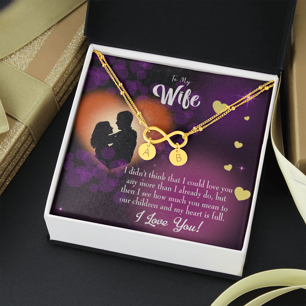 To My Wife My Heart Is Full Infinity Bracelet With Initial Charms - Infinity Bracelet
