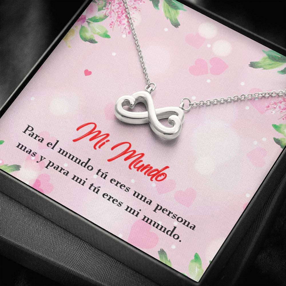Mi Mundo Infinity Stainless Steel Pendant Spanish Message Card Wife Gift - Infinity Love Necklace