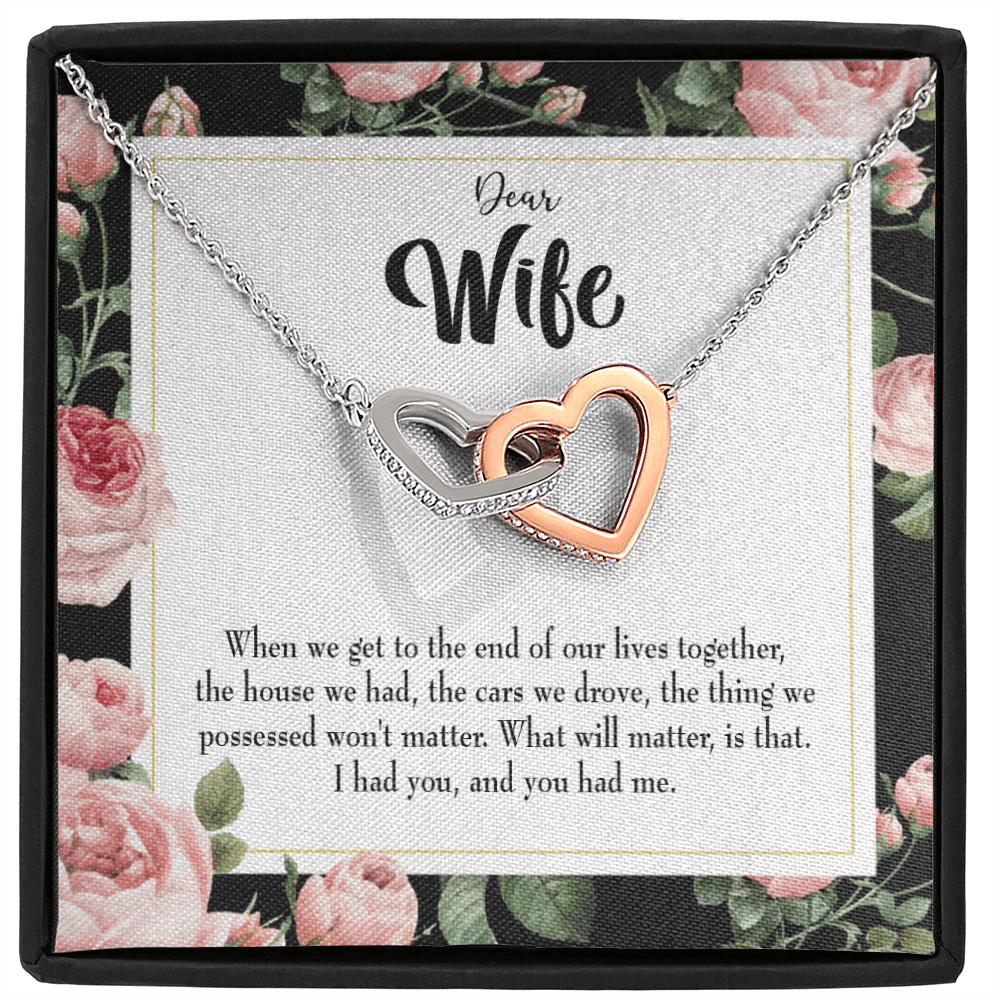 Wife Gift For Wife Birthday Have Each Other Inseparable Love Pendant 18k Rose Gold Finish 16� - Interlocking Hearts Necklace