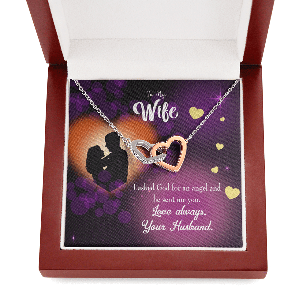 Wife Gift For Wife Birthday You're An Angel Inseparable Love Pendant 18k Rose Gold Finish 16� - Interlocking Hearts Necklace
