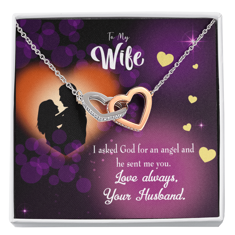Wife Gift For Wife Birthday You're An Angel Inseparable Love Pendant 18k Rose Gold Finish 16� - Interlocking Hearts Necklace