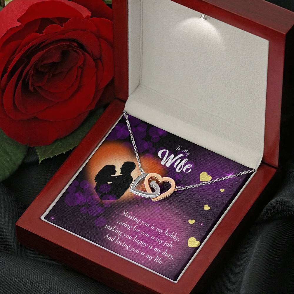 Wife Gift For Wife Birthday Love Of My Life Inseparable Love Pendant 18k Rose Gold Finish 16� - Interlocking Hearts Necklace