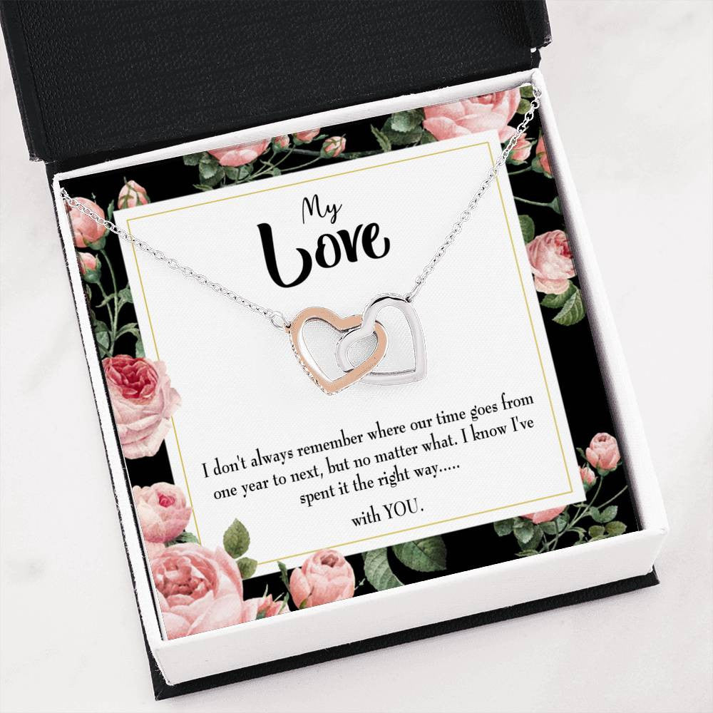 Future Wife Fiance Gift With You Inseparable Love Pendant 18k Rose Gold Finish 16๏ฟฝ Engagement Wedding Gift - Interlocking Hearts Necklace