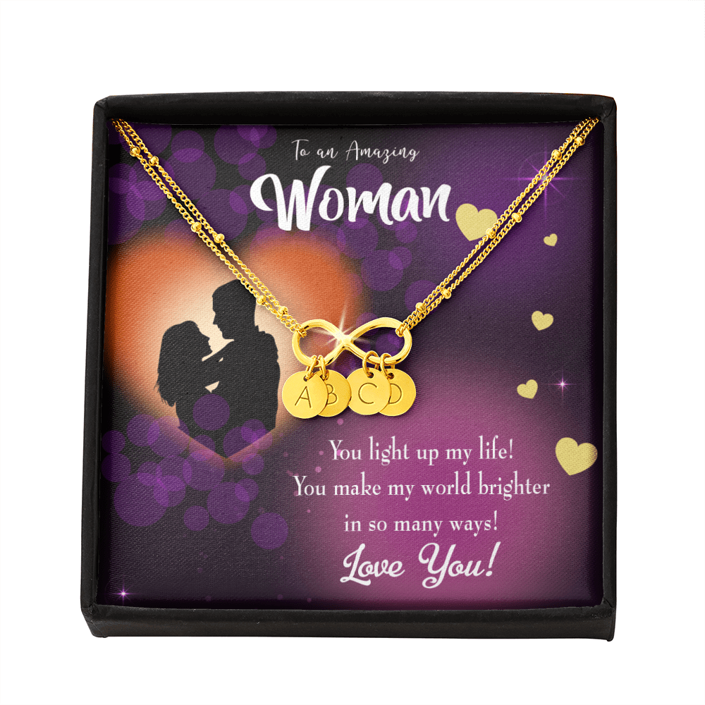 To My Girlfriend You Light Up My Life Infinity Bracelet With Initial Charms - Infinity Bracelet