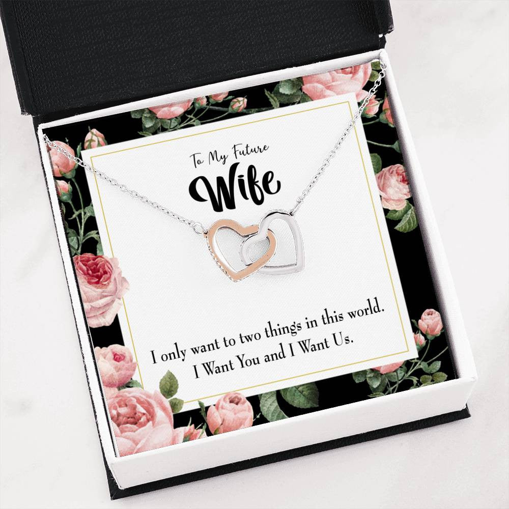 Wife Gift For Wife Birthday I Want Us Inseparable Love Pendant 18k Rose Gold Finish 16� - Interlocking Hearts Necklace