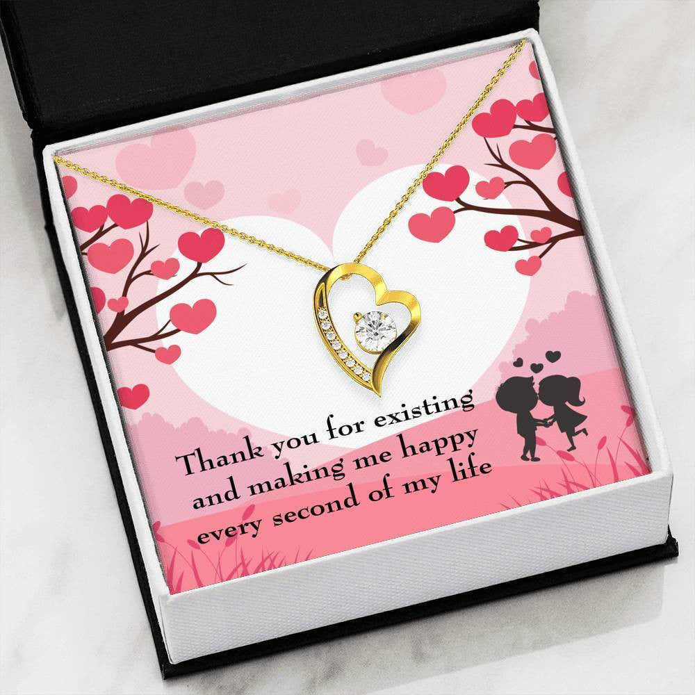To My Wife Girlfriend You Make Me Happy Message Card Forever Necklace - Forever Love Necklace Gift Idea For Woman