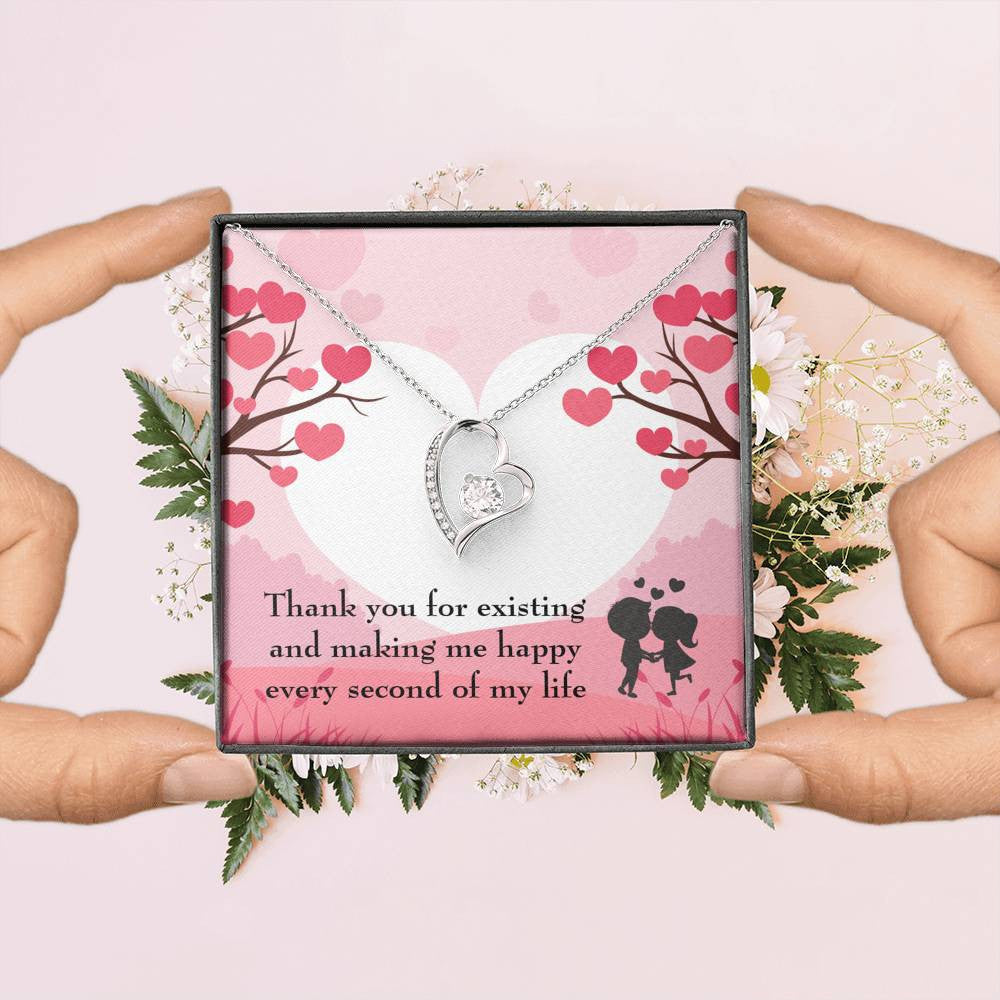 To My Wife Girlfriend You Make Me Happy Message Card Forever Necklace - Forever Love Necklace Gift Idea For Woman