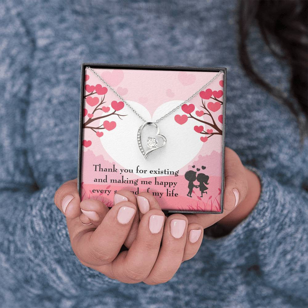 To My Wife Girlfriend You Make Me Happy Message Card Forever Necklace - Forever Love Necklace Gift Idea For Woman