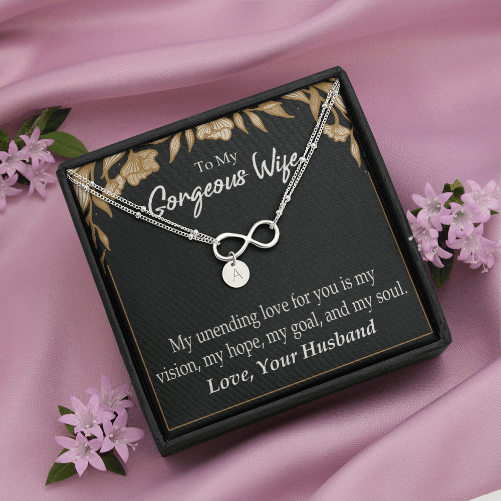 To My Wife My Unending Love For You Infinity Bracelet With Initial Charms - Infinity Bracelet