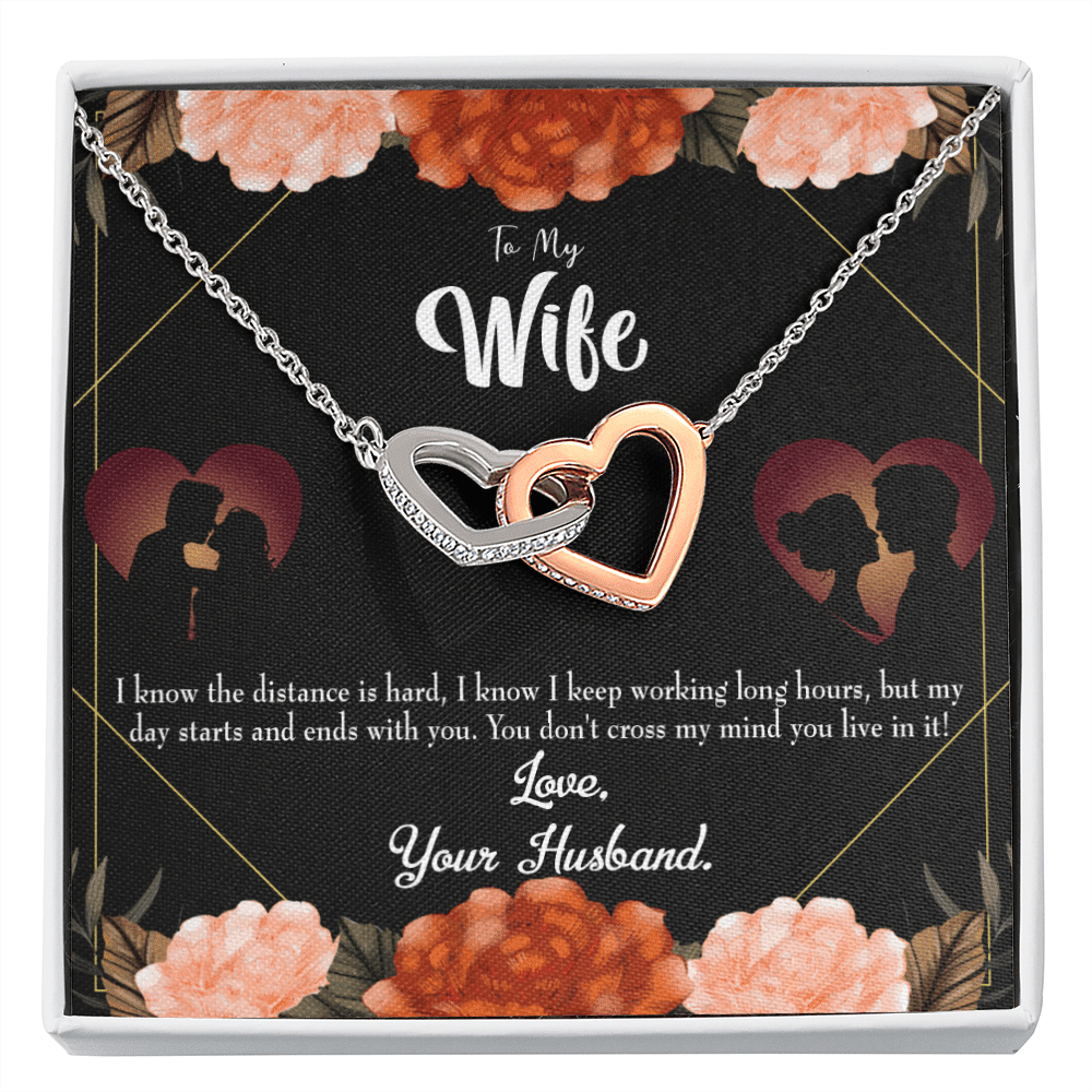 Wife Gift For Wife Birthday To Wife Always On My Mind Inseparable Love Pendant 18k Rose Gold Finish 16� - Interlocking Hearts Necklace