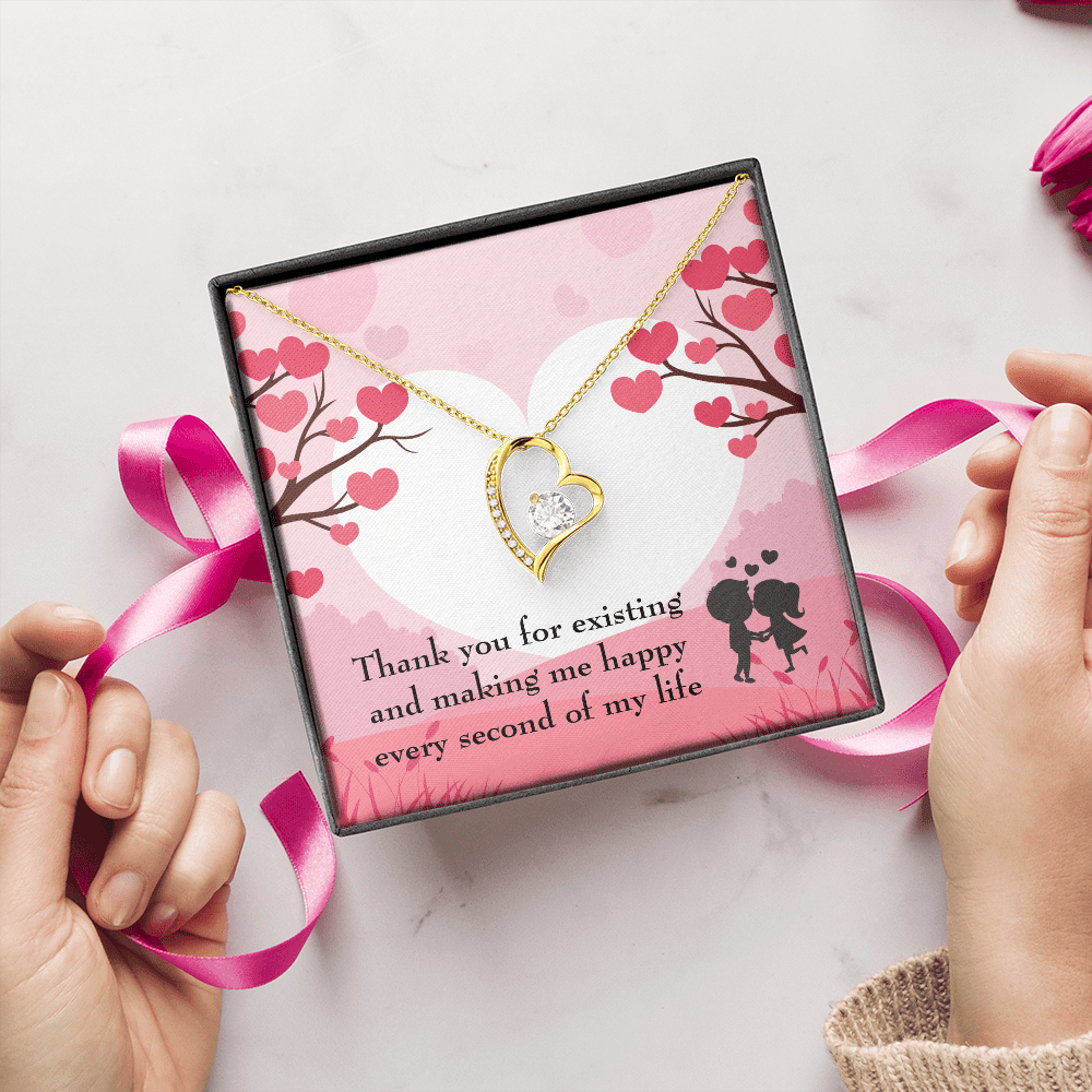To My Wife Girlfriend You Make Me Happy Message Card Forever Necklace - Forever Love Necklace Gift Idea For Woman