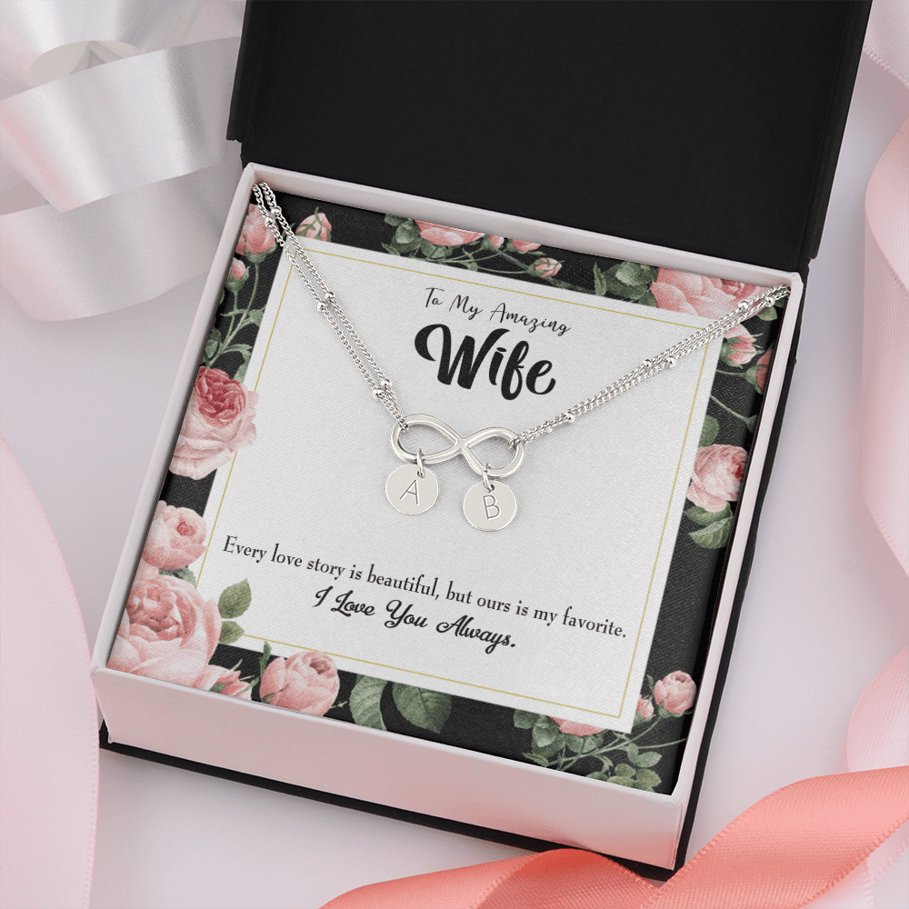 To My Wife Our Story Infinity Bracelet With Initial Charms - Infinity Bracelet