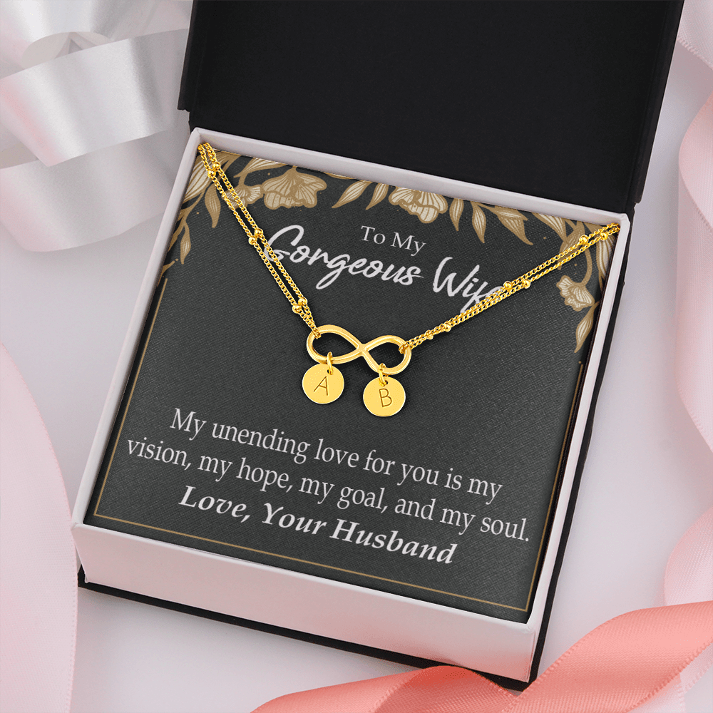 To My Wife My Unending Love For You Infinity Bracelet With Initial Charms - Infinity Bracelet