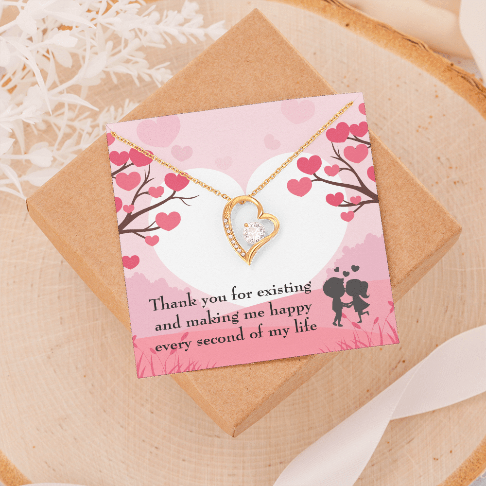 To My Wife Girlfriend You Make Me Happy Message Card Forever Necklace - Forever Love Necklace Gift Idea For Woman