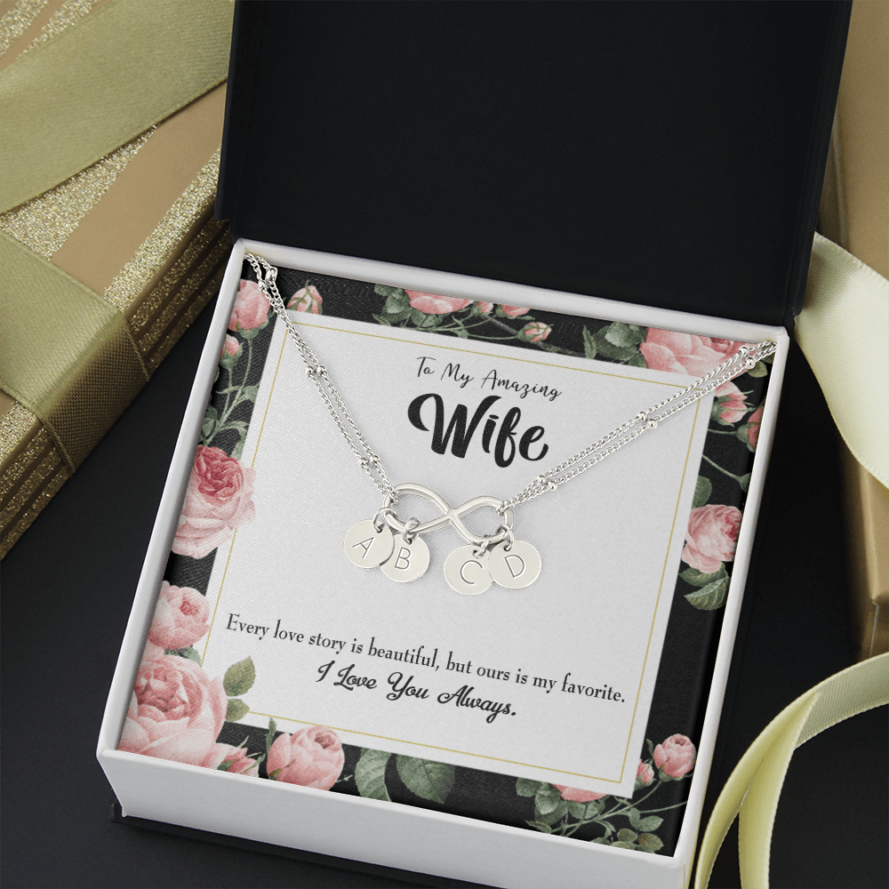 To My Wife Our Story Infinity Bracelet With Initial Charms - Infinity Bracelet