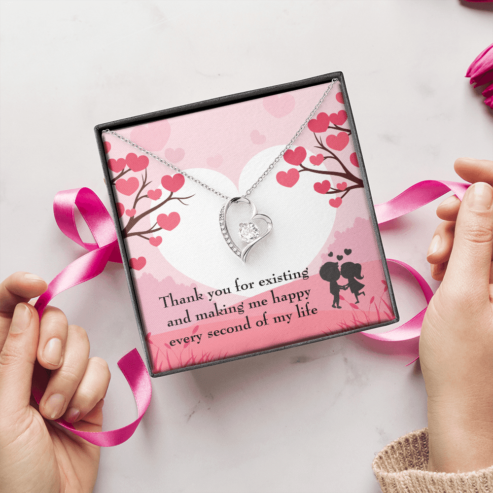 To My Wife Girlfriend You Make Me Happy Message Card Forever Necklace - Forever Love Necklace Gift Idea For Woman
