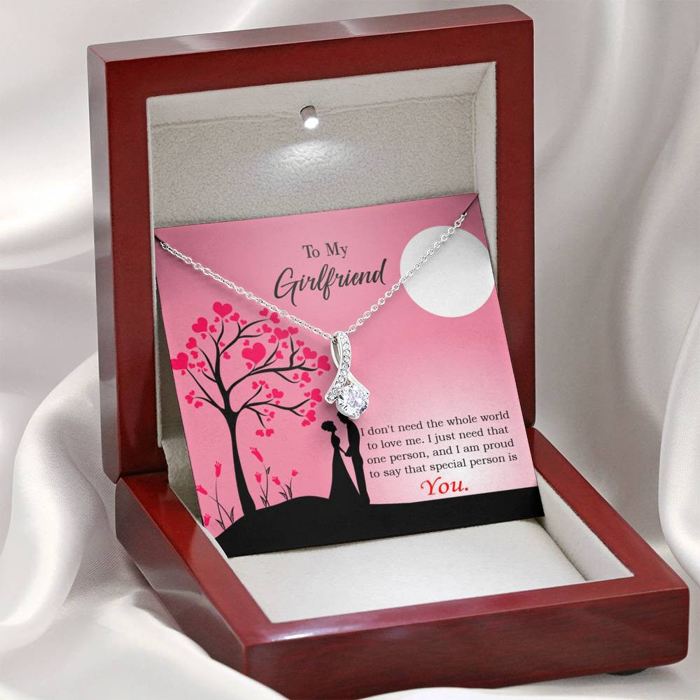 Girlfriend Gift Special Person Eternity Ribbon Stone Pendant 14K White Gold Stainless Steel Jewelry Gift - Alluring Beauty Necklace Gift For Her