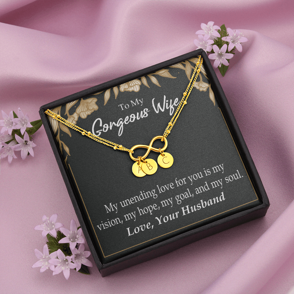 To My Wife My Unending Love For You Infinity Bracelet With Initial Charms - Infinity Bracelet