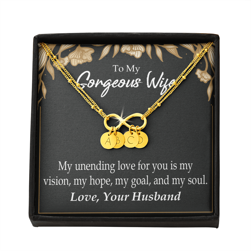 To My Wife My Unending Love For You Infinity Bracelet With Initial Charms - Infinity Bracelet