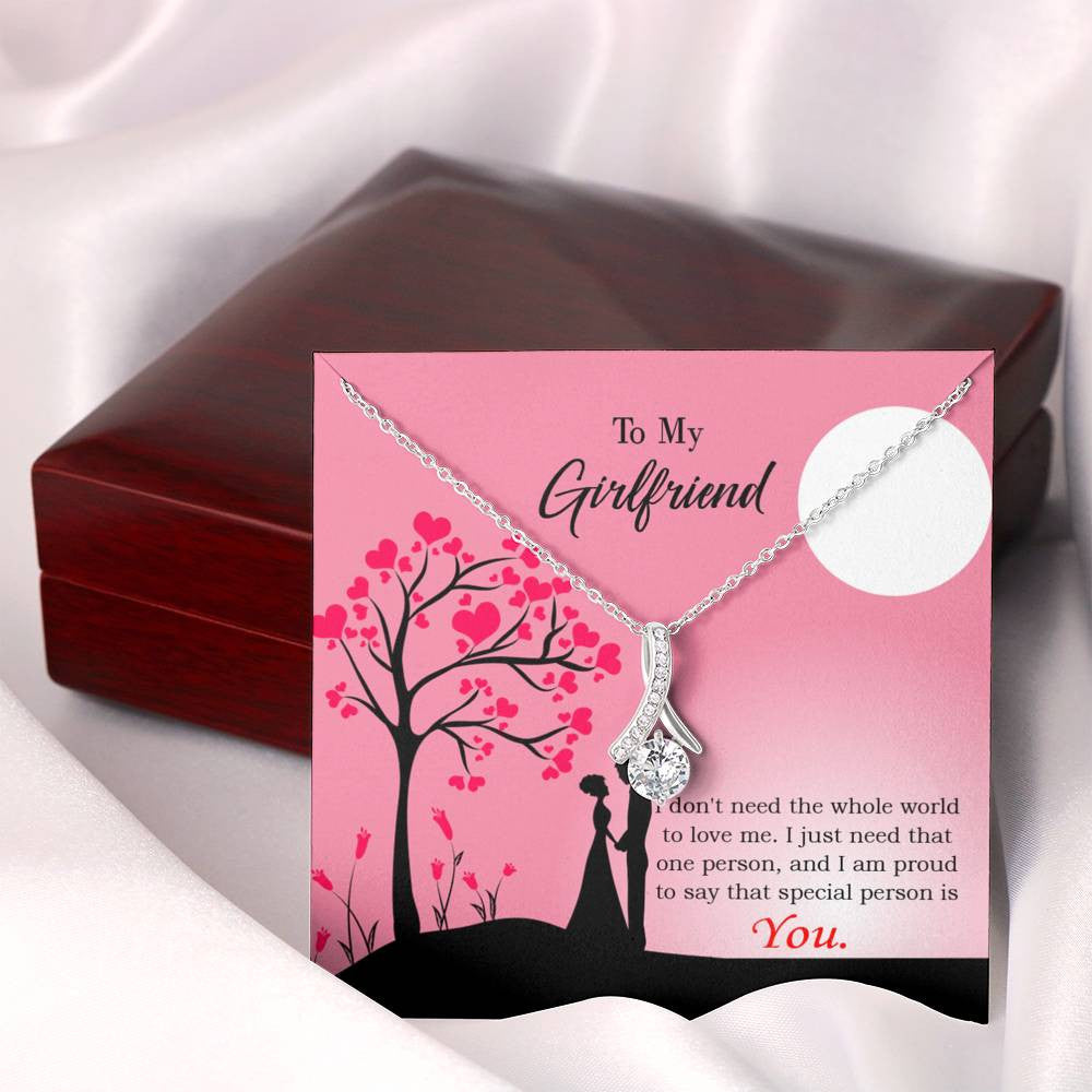 Girlfriend Gift Special Person Eternity Ribbon Stone Pendant 14K White Gold Stainless Steel Jewelry Gift - Alluring Beauty Necklace Gift For Her