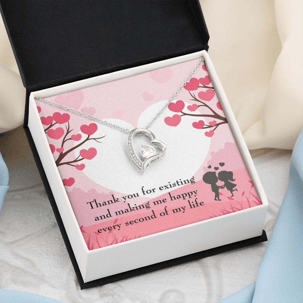 To My Wife Girlfriend You Make Me Happy Message Card Forever Necklace - Forever Love Necklace Gift Idea For Woman