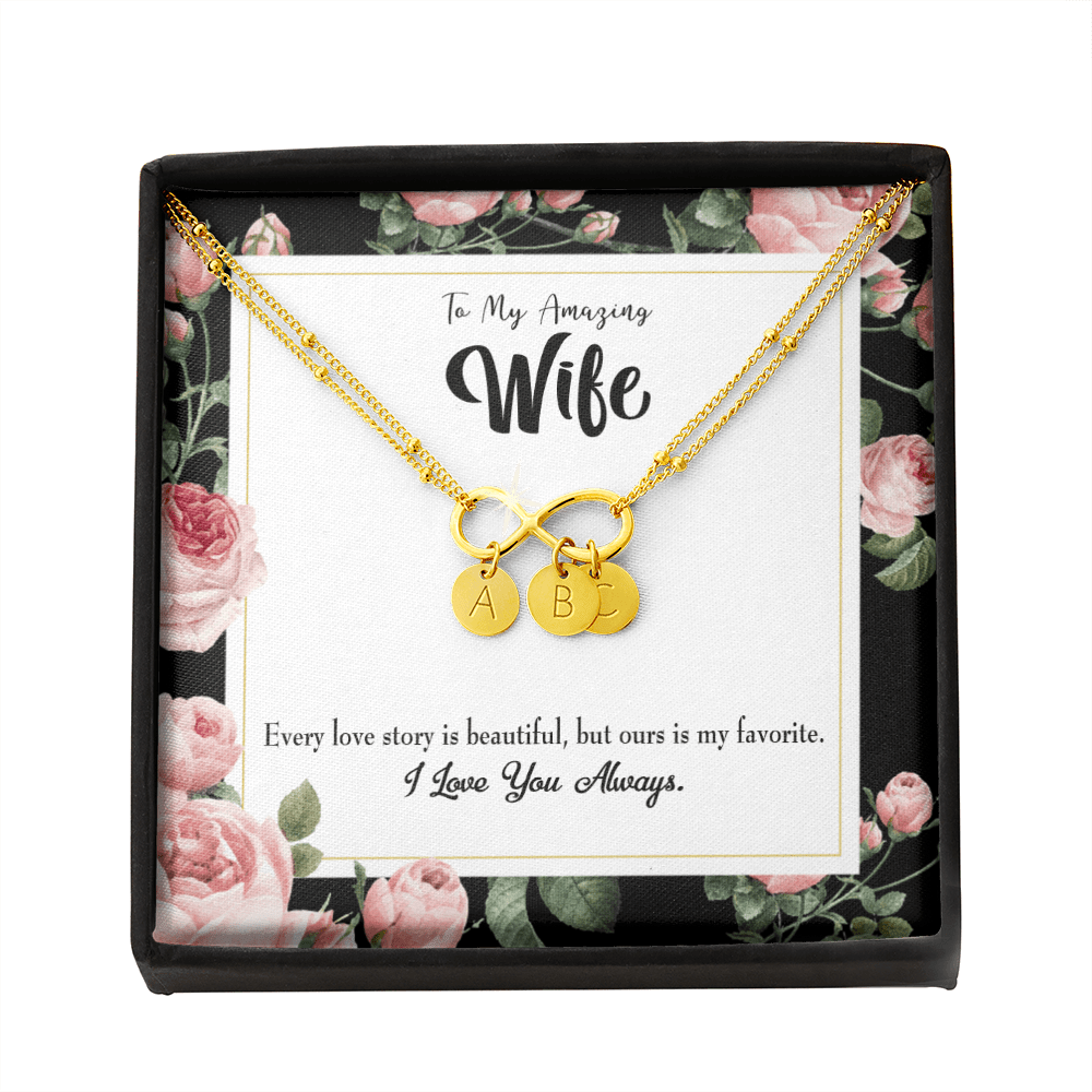 To My Wife Our Story Infinity Bracelet With Initial Charms - Infinity Bracelet