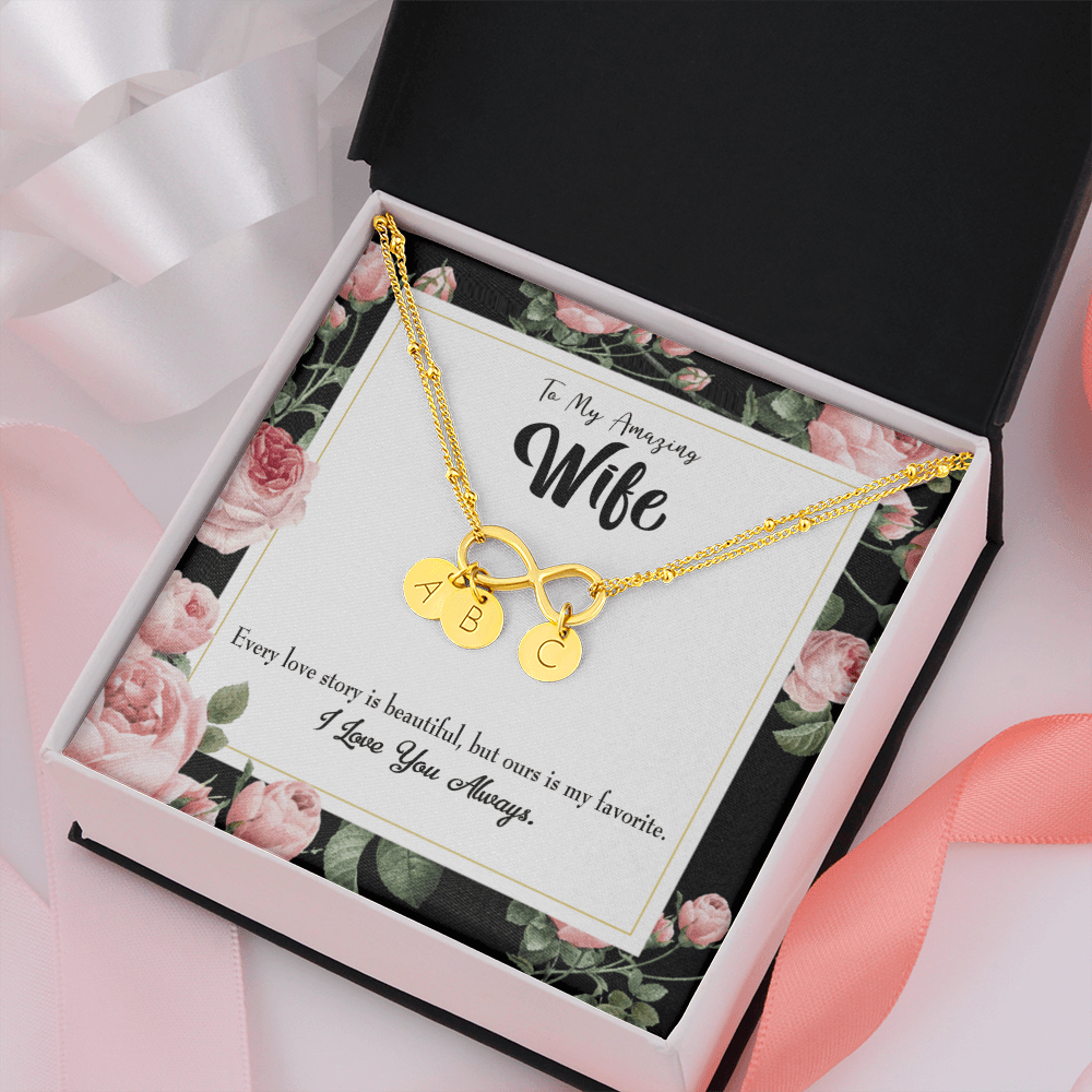 To My Wife Our Story Infinity Bracelet With Initial Charms - Infinity Bracelet