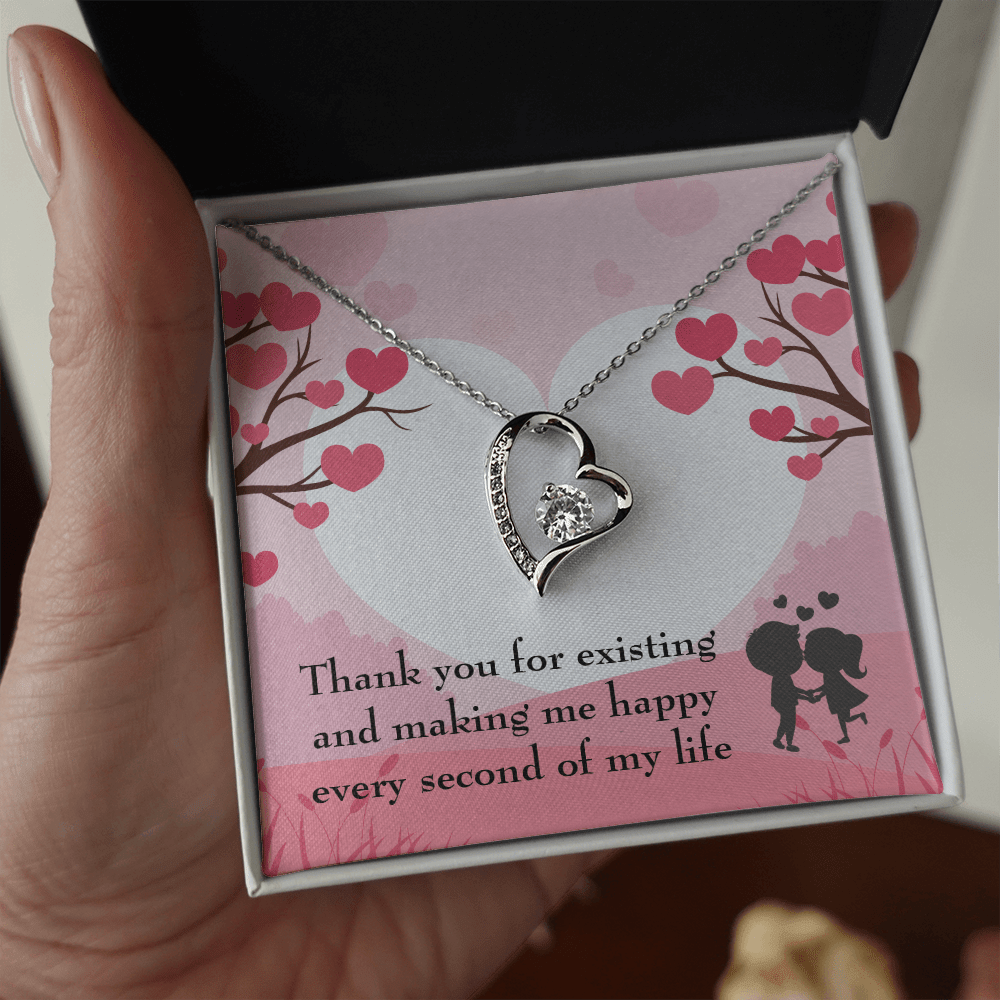 To My Wife Girlfriend You Make Me Happy Message Card Forever Necklace - Forever Love Necklace Gift Idea For Woman