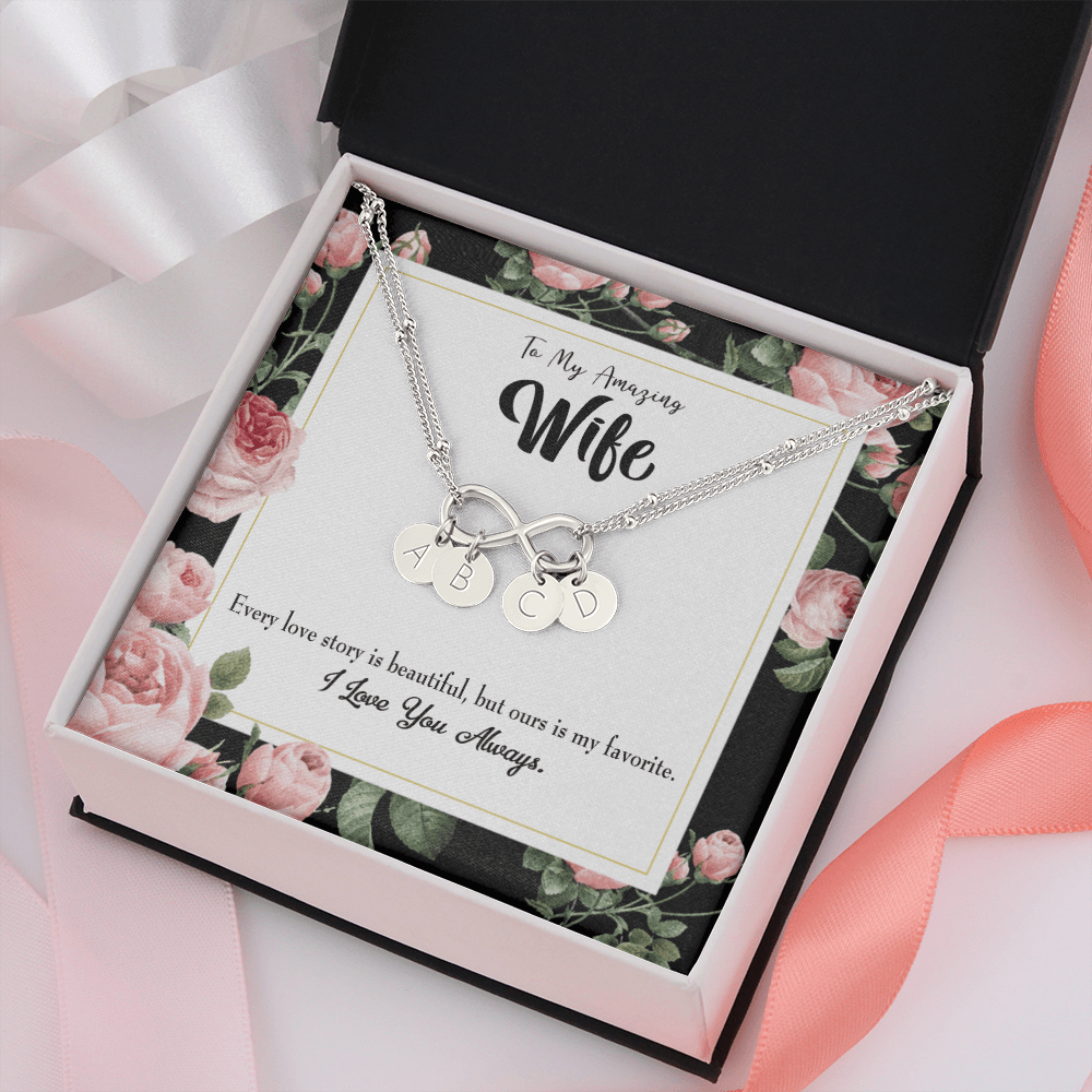 To My Wife Our Story Infinity Bracelet With Initial Charms - Infinity Bracelet