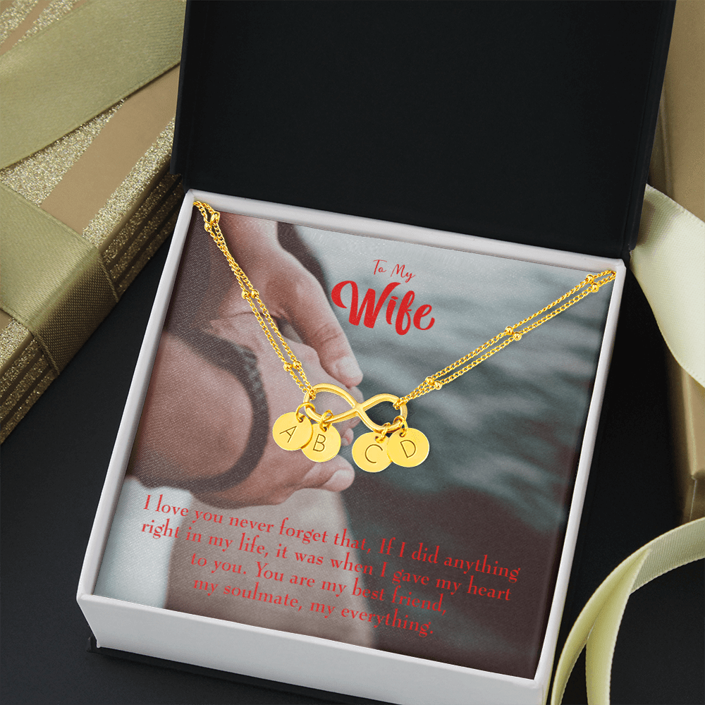 To My Wife My Soulmate My Everything Infinity Bracelet With Initial Charms - Infinity Bracelet