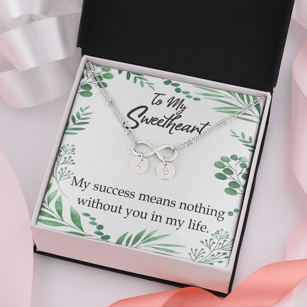 To My Wife My Success Means Nothing Without You Infinity Bracelet With Initial Charms - Infinity Bracelet