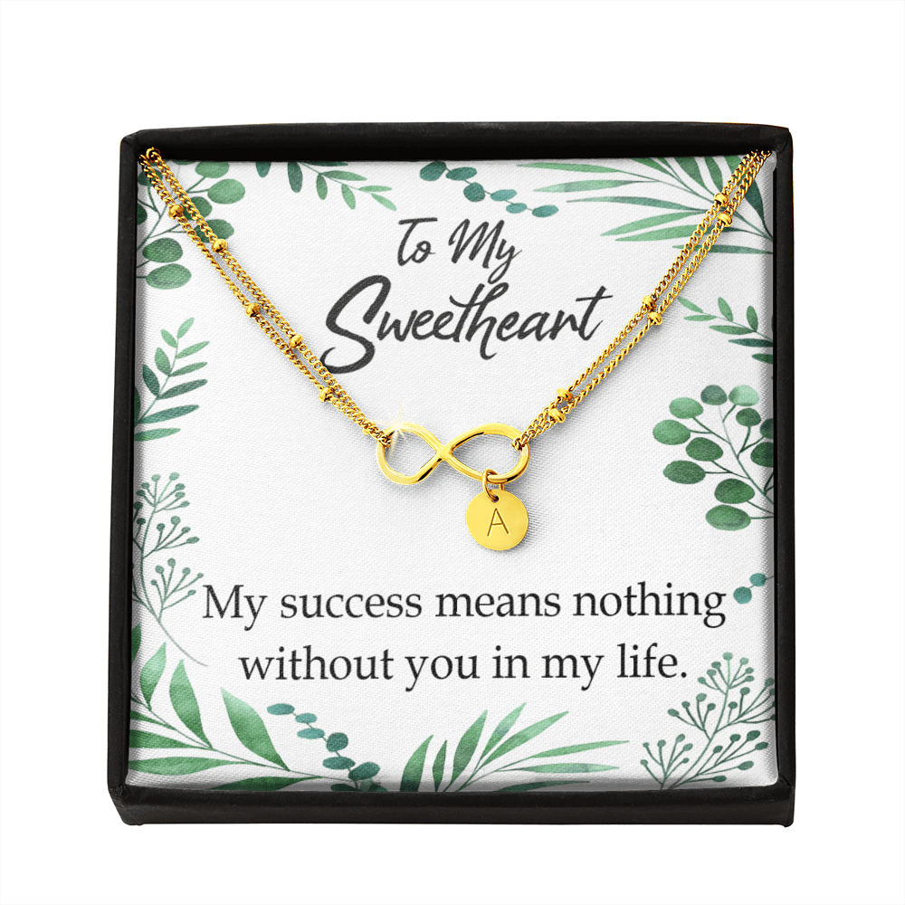 To My Wife My Success Means Nothing Without You Infinity Bracelet With Initial Charms - Infinity Bracelet