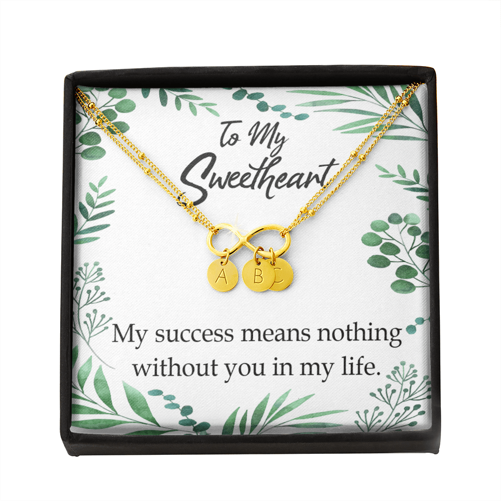 To My Wife My Success Means Nothing Without You Infinity Bracelet With Initial Charms - Infinity Bracelet