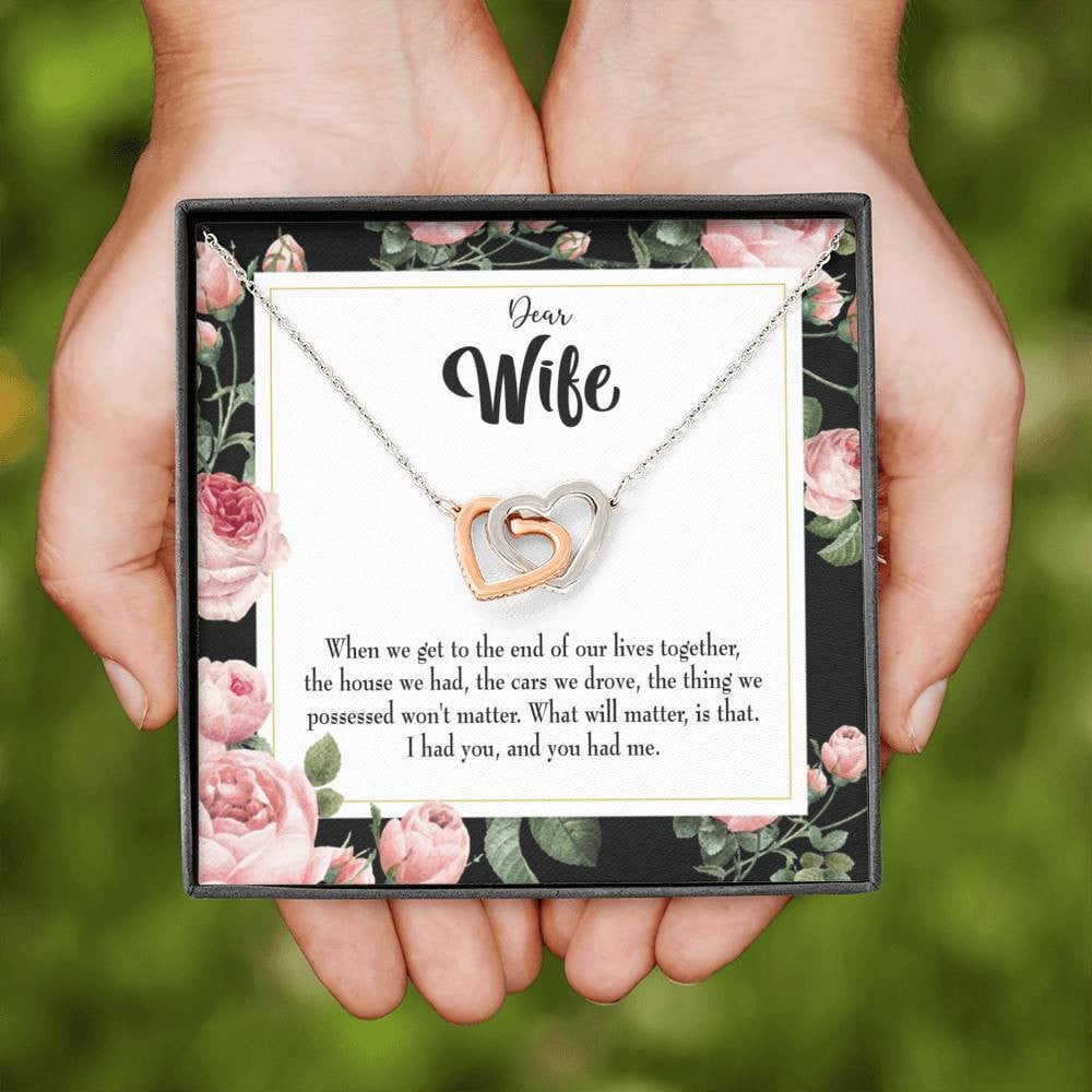 Wife Gift For Wife Birthday Have Each Other Inseparable Love Pendant 18k Rose Gold Finish 16� - Interlocking Hearts Necklace