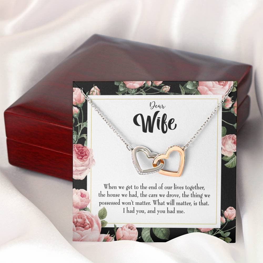 Wife Gift For Wife Birthday Have Each Other Inseparable Love Pendant 18k Rose Gold Finish 16� - Interlocking Hearts Necklace