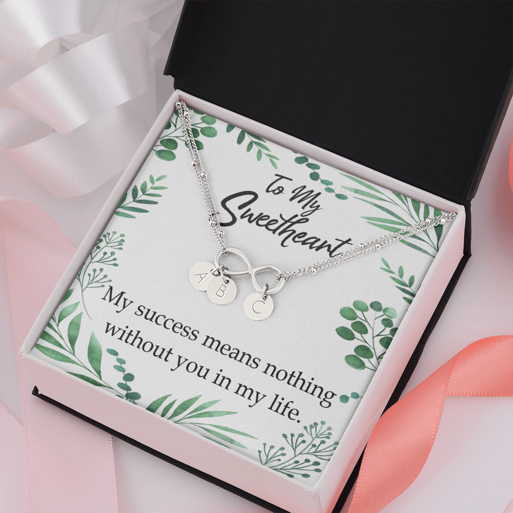 To My Wife My Success Means Nothing Without You Infinity Bracelet With Initial Charms - Infinity Bracelet