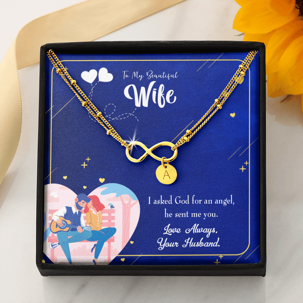 To My Wife I Asked God Infinity Bracelet With Initial Charms - Infinity Bracelet