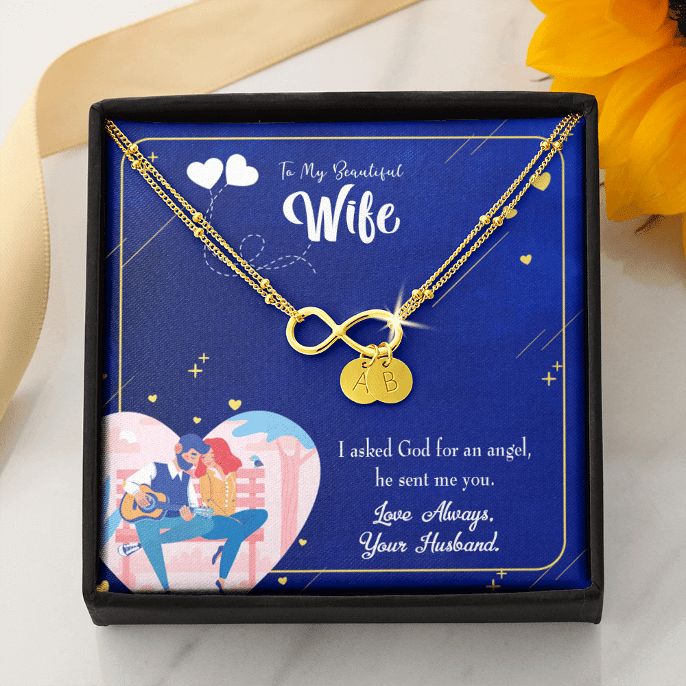 To My Wife I Asked God Infinity Bracelet With Initial Charms - Infinity Bracelet