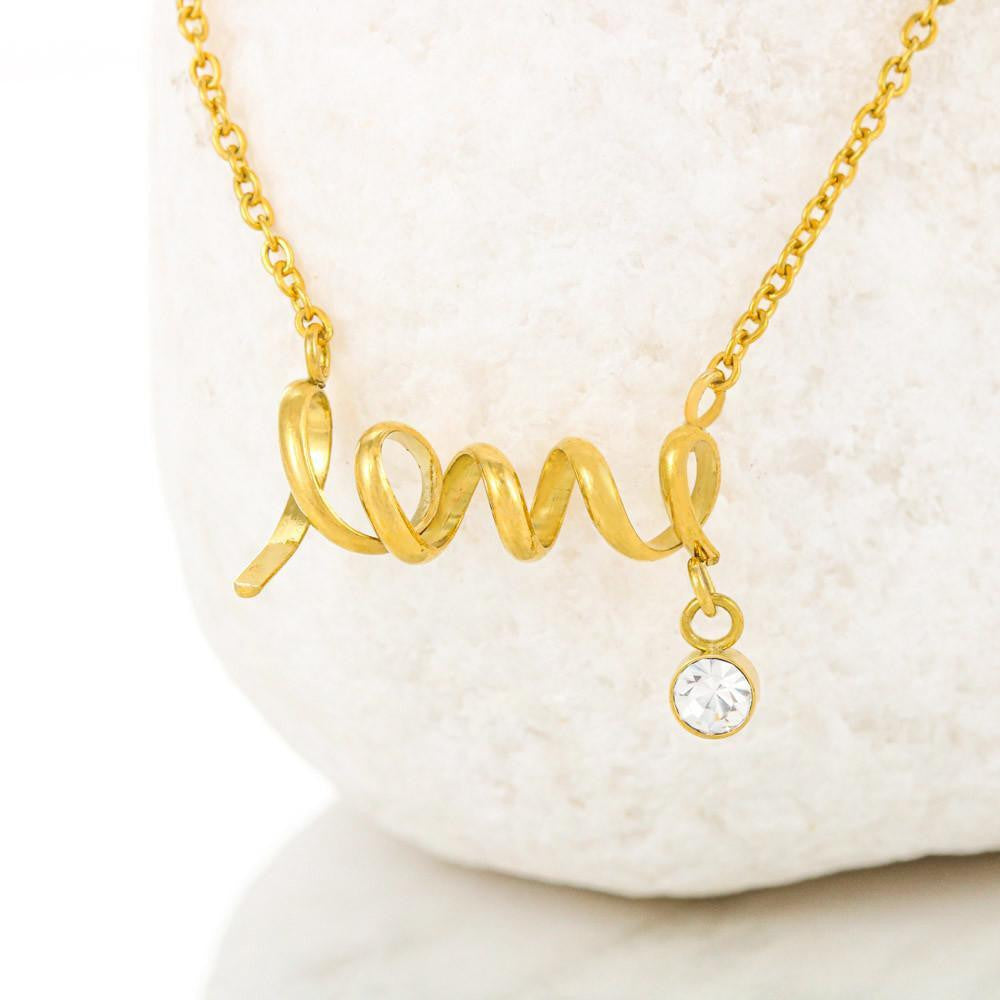 To My Wife Girlfriend Choose You Love Necklace Message Card Stainless Steel or 18k Gold - Love Script Necklace