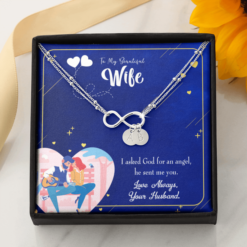 To My Wife I Asked God Infinity Bracelet With Initial Charms - Infinity Bracelet