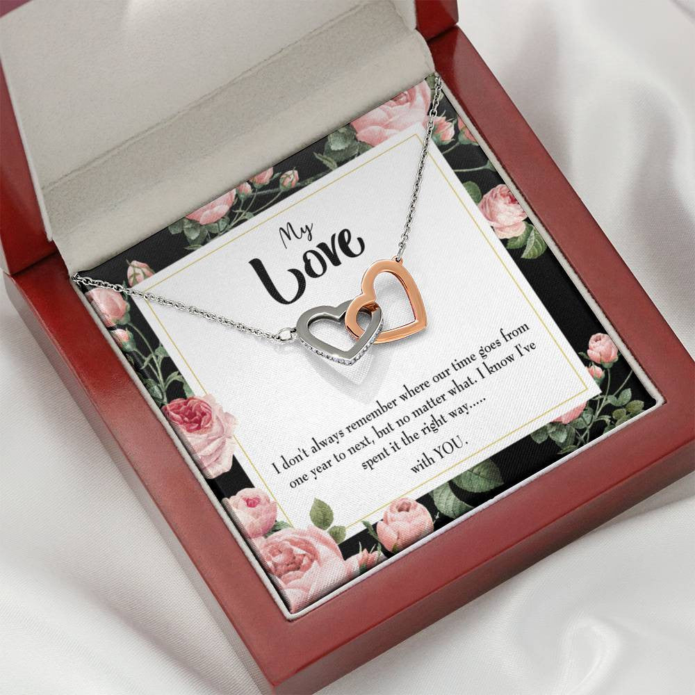 Future Wife Fiance Gift With You Inseparable Love Pendant 18k Rose Gold Finish 16๏ฟฝ Engagement Wedding Gift - Interlocking Hearts Necklace