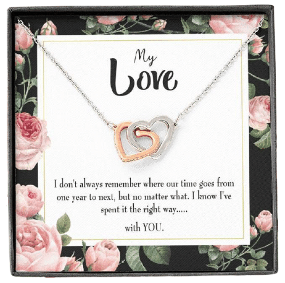 Future Wife Fiance Gift With You Inseparable Love Pendant 18k Rose Gold Finish 16๏ฟฝ Engagement Wedding Gift - Interlocking Hearts Necklace