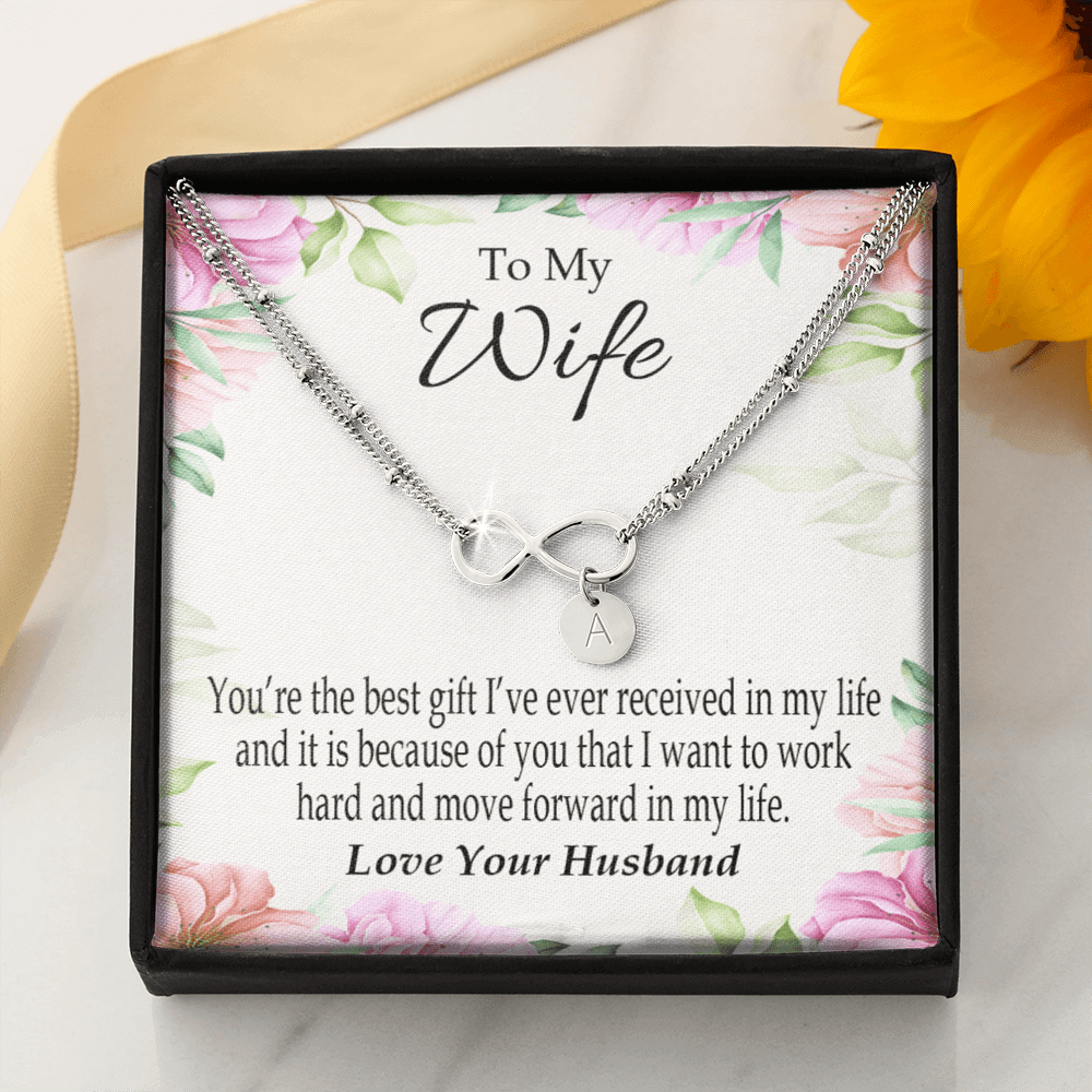 To My Wife You're The Best Gift Infinity Bracelet With Initial Charms - Infinity Bracelet