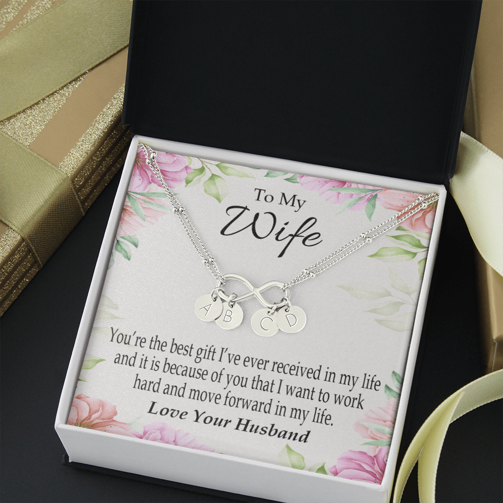 To My Wife You're The Best Gift Infinity Bracelet With Initial Charms - Infinity Bracelet