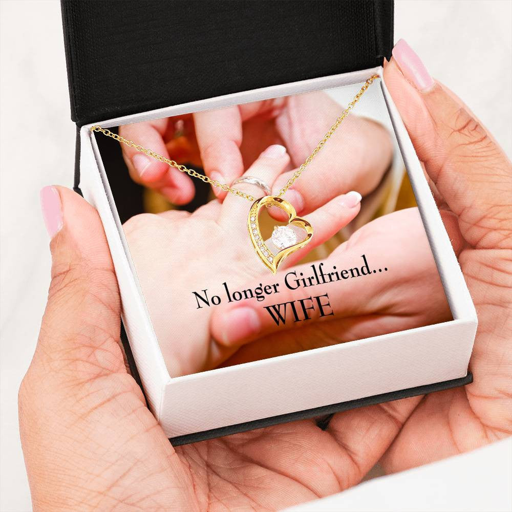 Gift For Fiancee No Longer Girlfriend Forever Love NecklaceHeart Pendant Stainless Steel or 18k Gold - Forever Love Necklace Gift Idea For Woman