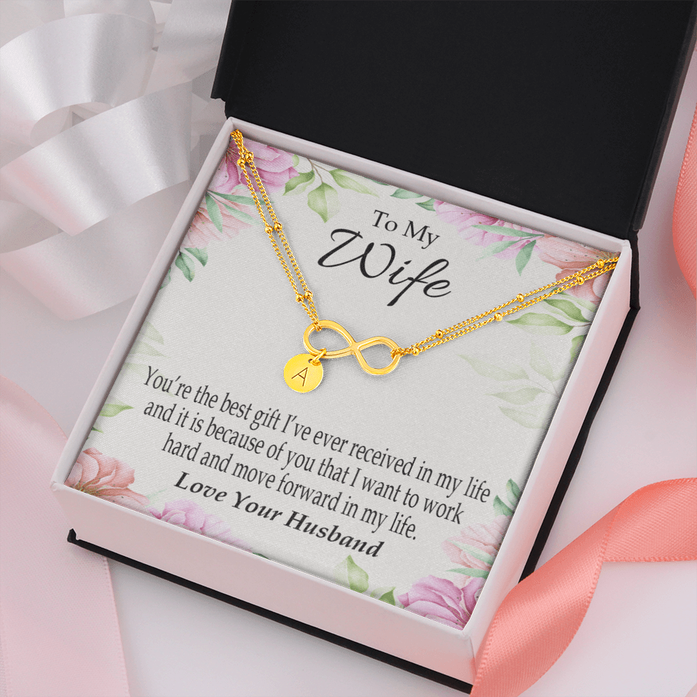 To My Wife You're The Best Gift Infinity Bracelet With Initial Charms - Infinity Bracelet